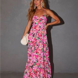 Vici Pink Floral Maxi Dress Size S